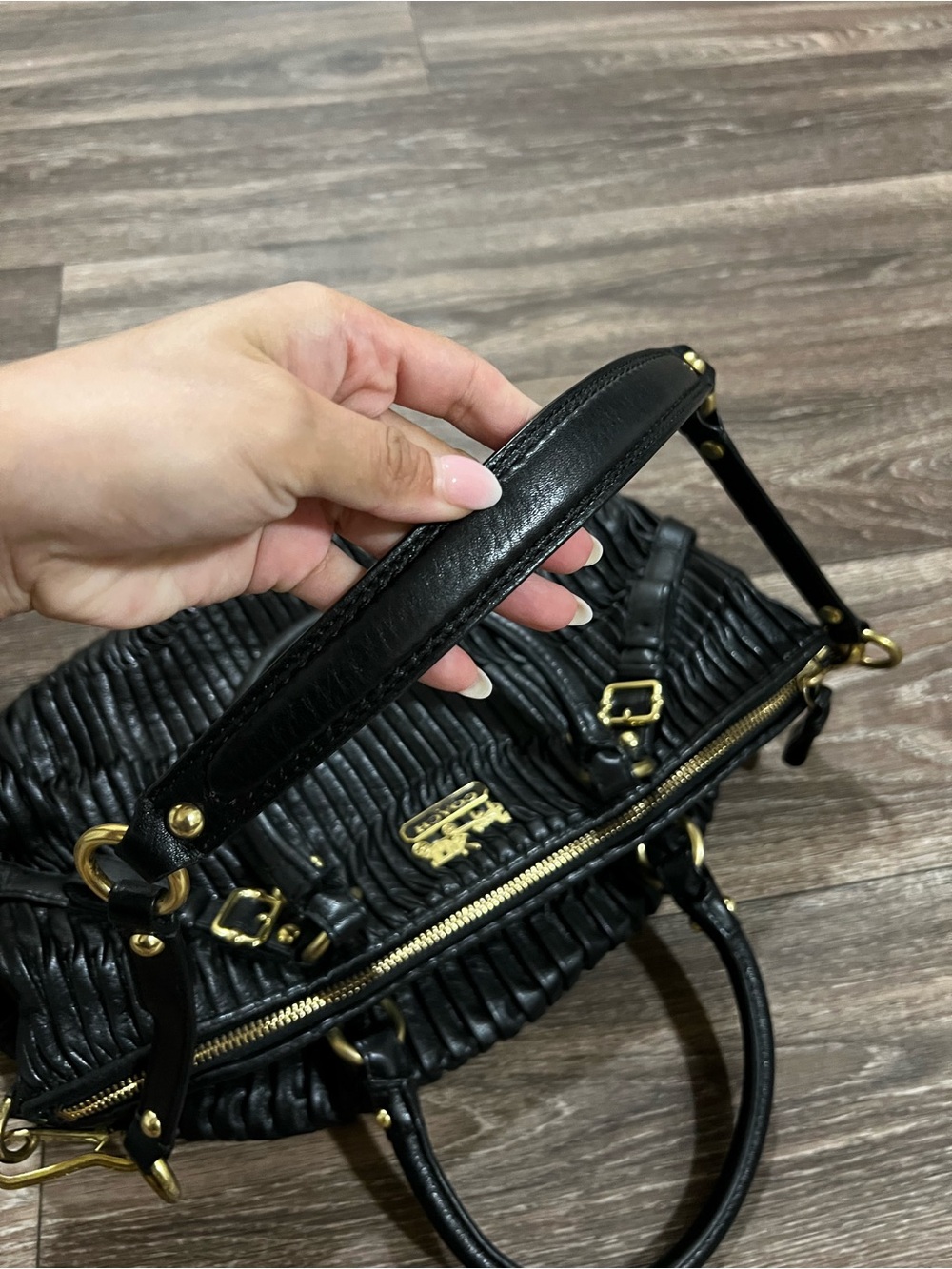 Coach Madison Sophia Satchel Black Pleated Leather with Gold Hardware - Picture 6 of 13